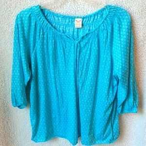 Faded glory M (8-10) turquoise and white top